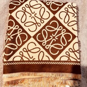 Loewe Brown and Cream Logo Blanket